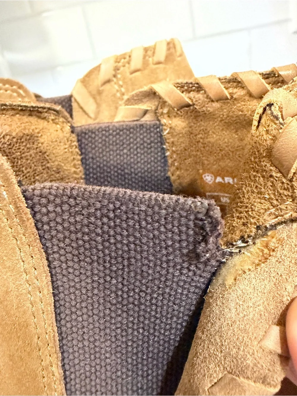 Ariat Belle Genuine Leather Suede Wedge Booties Tan Size 9.5